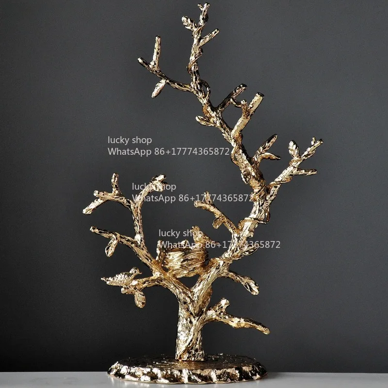 Gold Branch Jewelry Display Stand Nordic Retro Creative Ornament Household Princess Necklace Earrings Jewelry Stand