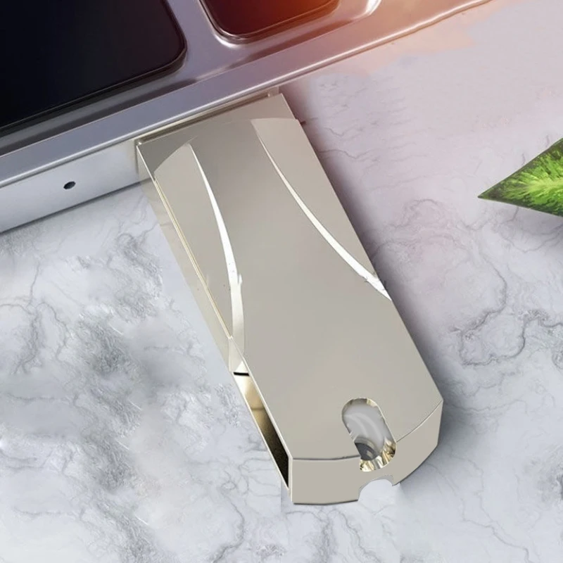 محرك فلاش USB معدني 64 جيجابايت محرك القلم USB 2.0 عصا ذاكرة عالية السرعة عصا USB دوارة على الكمبيوتر أو مفتاح السيارة للسيارات