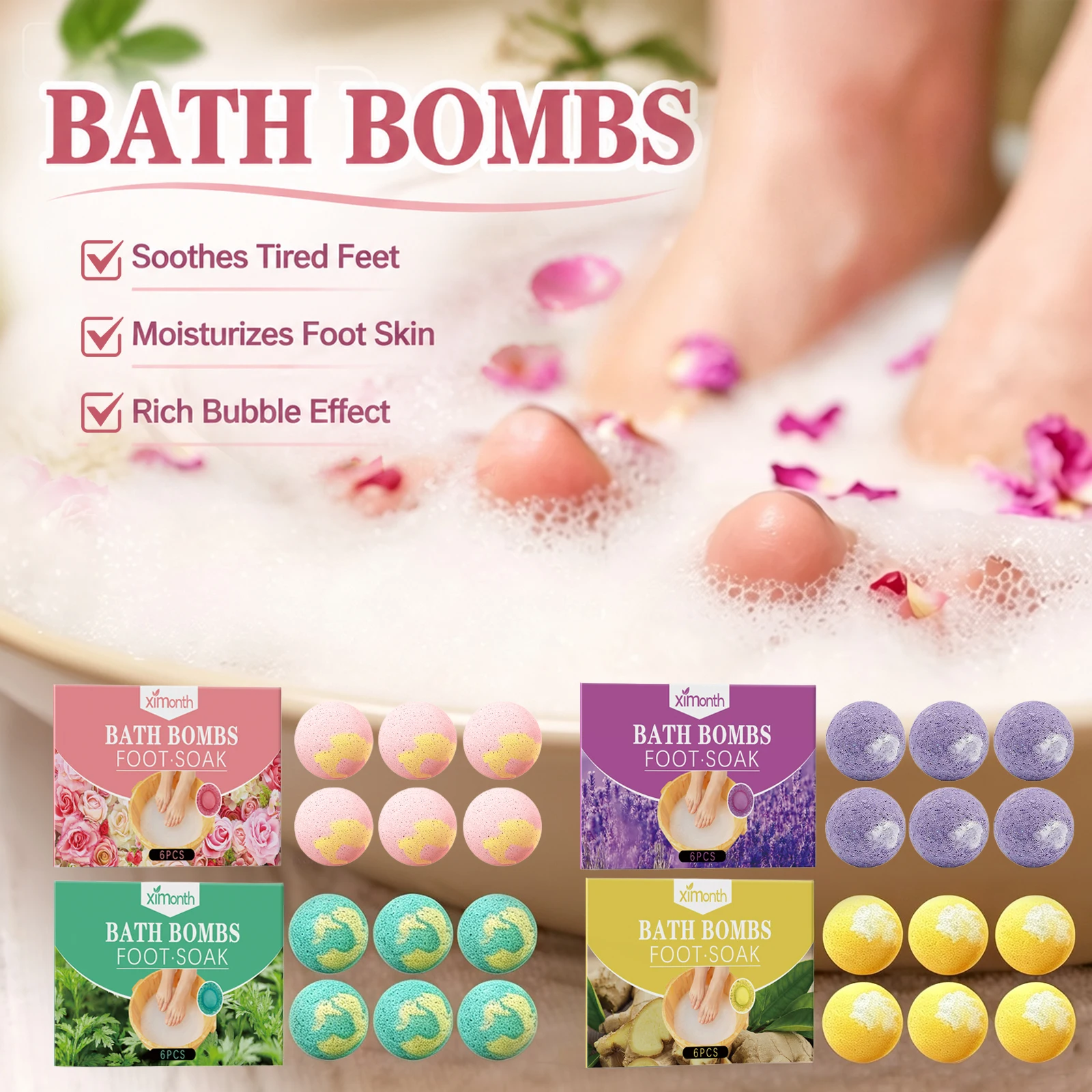 Foot Soak Bath Bombs Bubble Bath Ball Natural Deep Moisturizing Soothing Relaxing Foot Spa Gentle Skin Care Home Foot Bath Treat