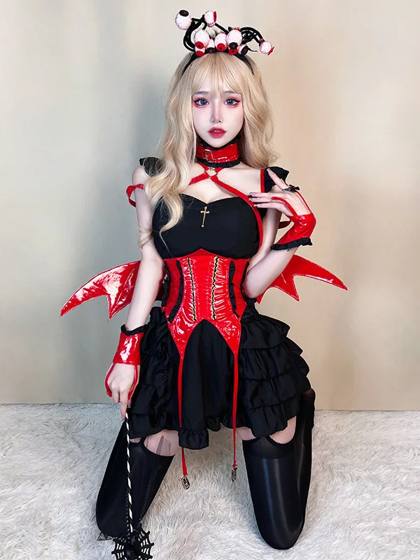

Sexy Devil Maid Costume Sweet And Spicy Witch Devil Night Elf Bat loween Cosplay Clothing Chinese Production