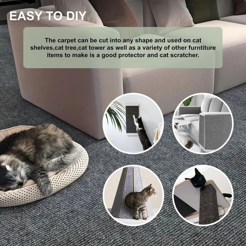 Selbstklebende Katzen-Kratzmatte Zuschneidbare Katzen-Teppichunterlage Sofa-Möbelschutz DIY Katzen-Kratzpad für Couch Wand Ecke – Detail 4