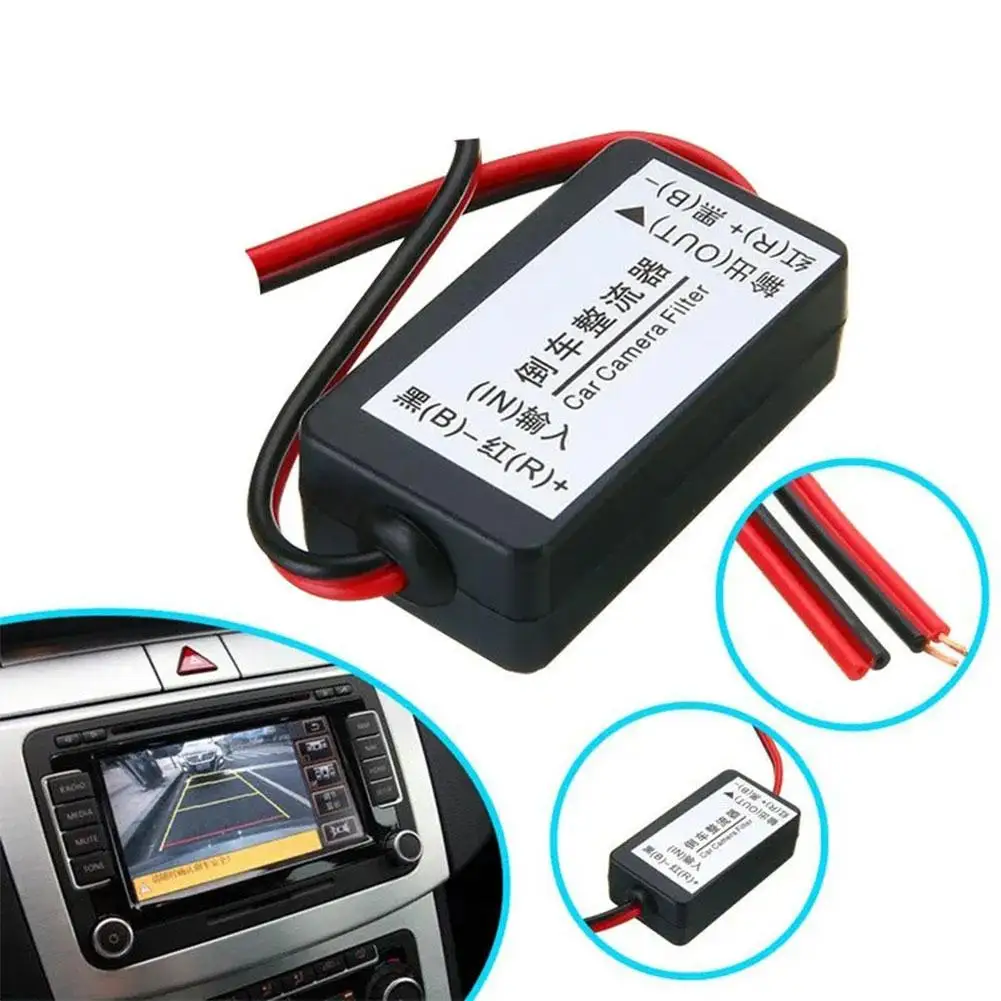 

12V DC Rear View Backup Camera Power Relay Capacitor Power Reversing Rectifier Cam Filter Eliminate Connector Interference H1E8