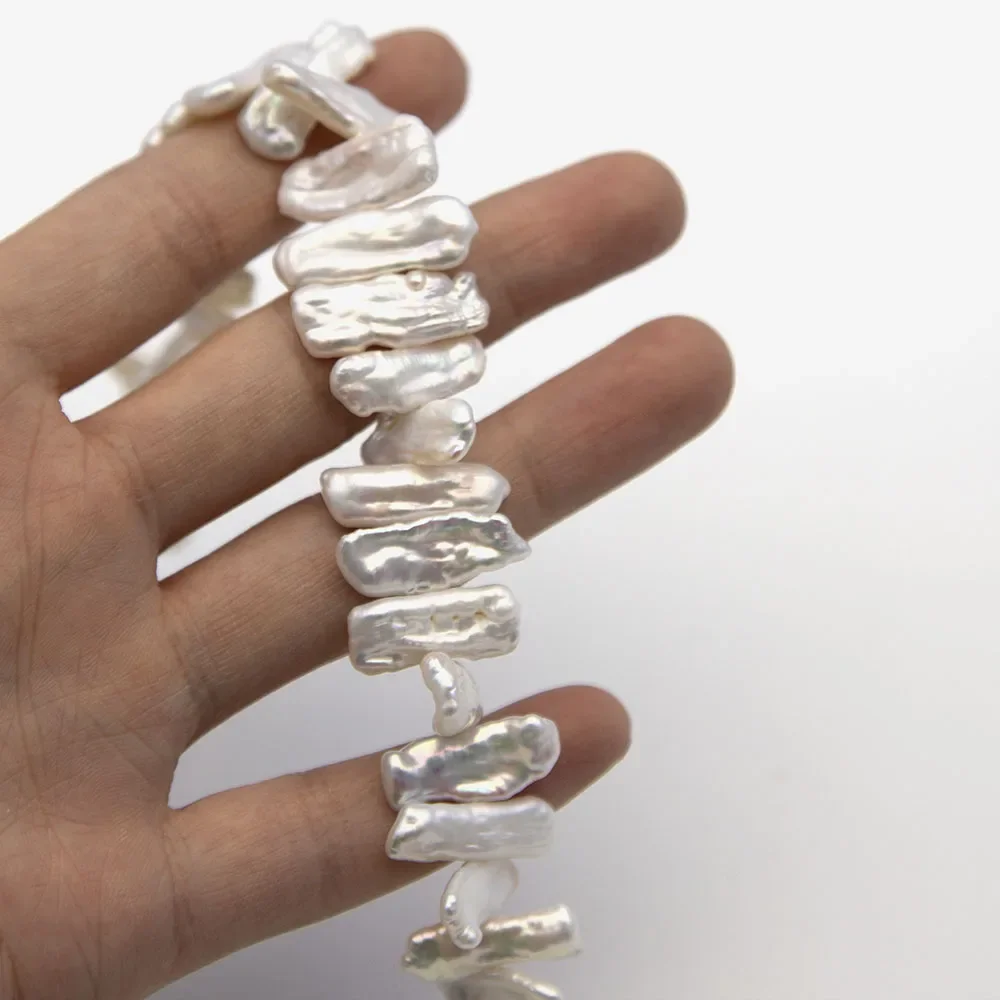 

Biwa Beads 8-23mm Natural Freshwater Pearls Loose Beads Strand White Irregular Shape for Jewelry Making DIY Necklace Bracelet
