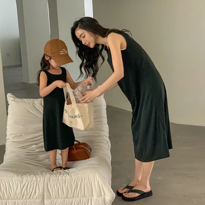 

Mother and Daughter Matching Sleeveless Dresses Women Summer Dress Parents and Children's One Piece Clothing Baby Girl Clothes