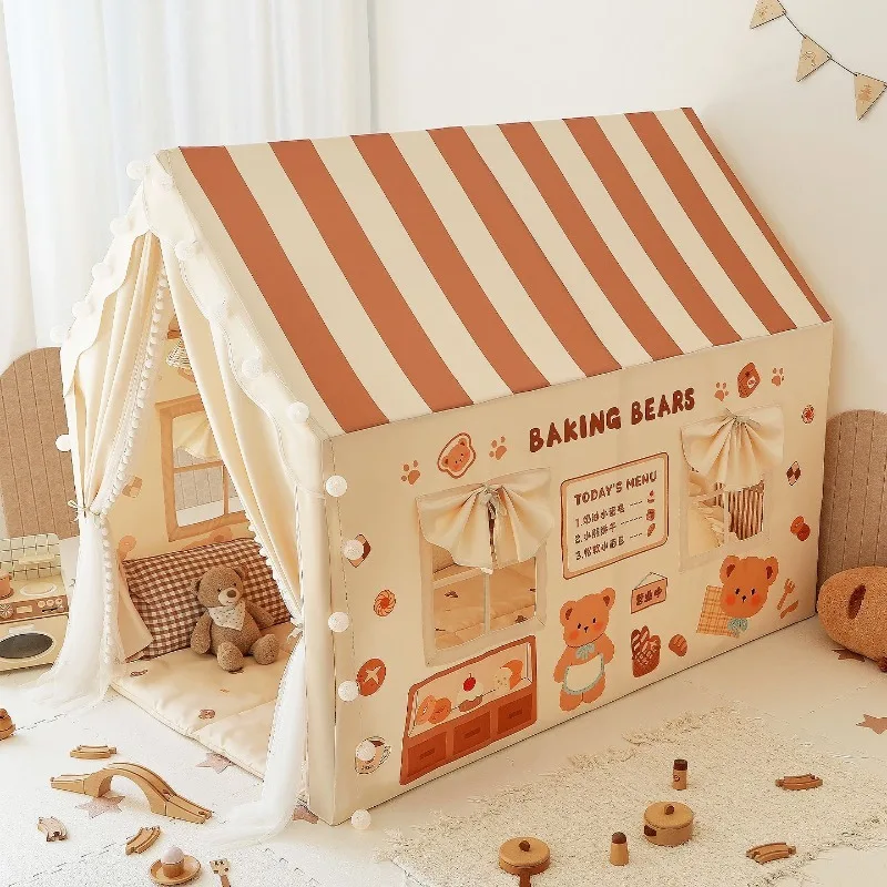 Tienda grande para niños, tienda de juguete para interiores para niños y niñas, tienda de juegos para niños, cortina de doble puerta, tiendas de juego transpirables de seguridad