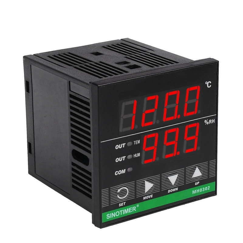 Sinotimer เครื่องควบคุมอุณหภูมิความชื้น, แผง MH0302ติดตั้งเซ็นเซอร์ควบคุมความชื้นและอุณหภูมิดิจิตอล