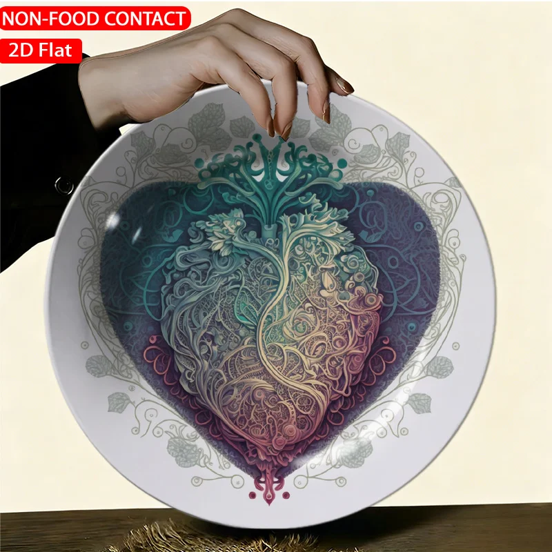 1pc Artistic Heart Tree Blue Decorative Plate-Non-Food Contact Hangable And Freestanding Ideal for Home, Study, Living Room And