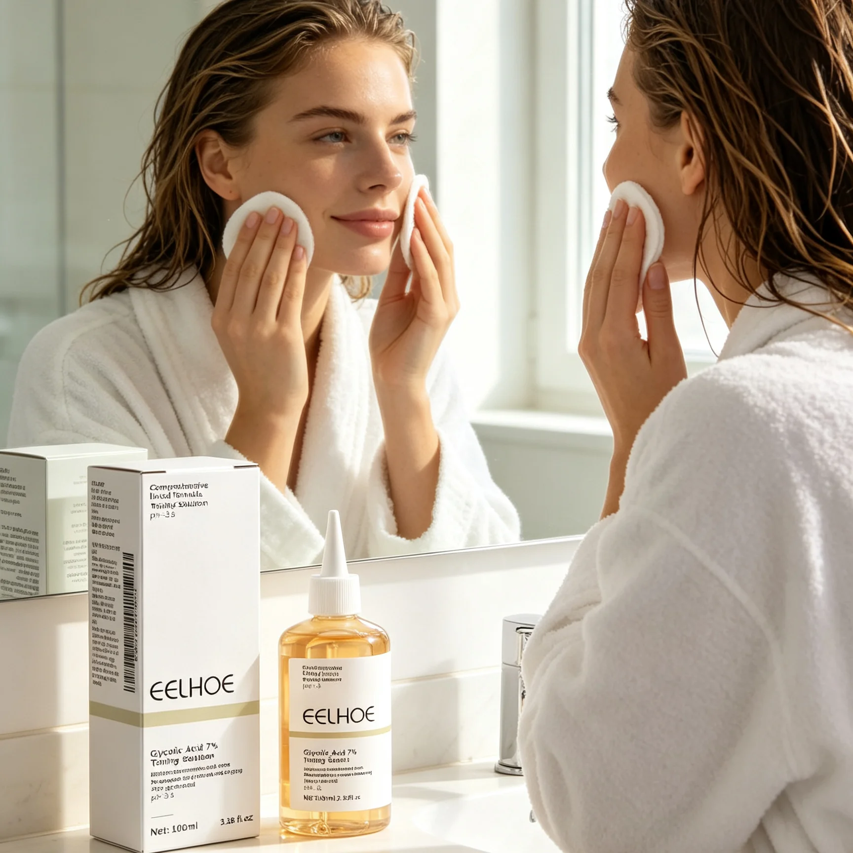EELHOE Glycolic Acid 7% Exfoliating Toning Solution Oil Control Glow Skin Care Moisturizing Facial Toner Pore Refining Serum