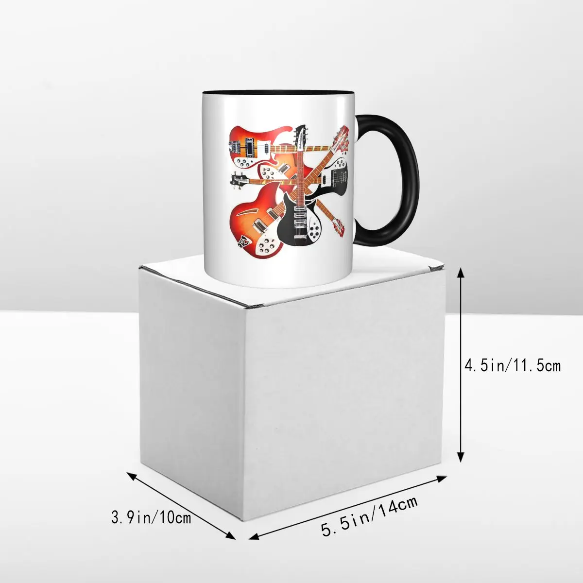 Rickenbacker الغيتار الاحتفال مجردة الفن الكولاج القدح مضحك أكواب القهوة السيراميك أكواب الشاي كوب حليب درينكوير هدايا للجنسين