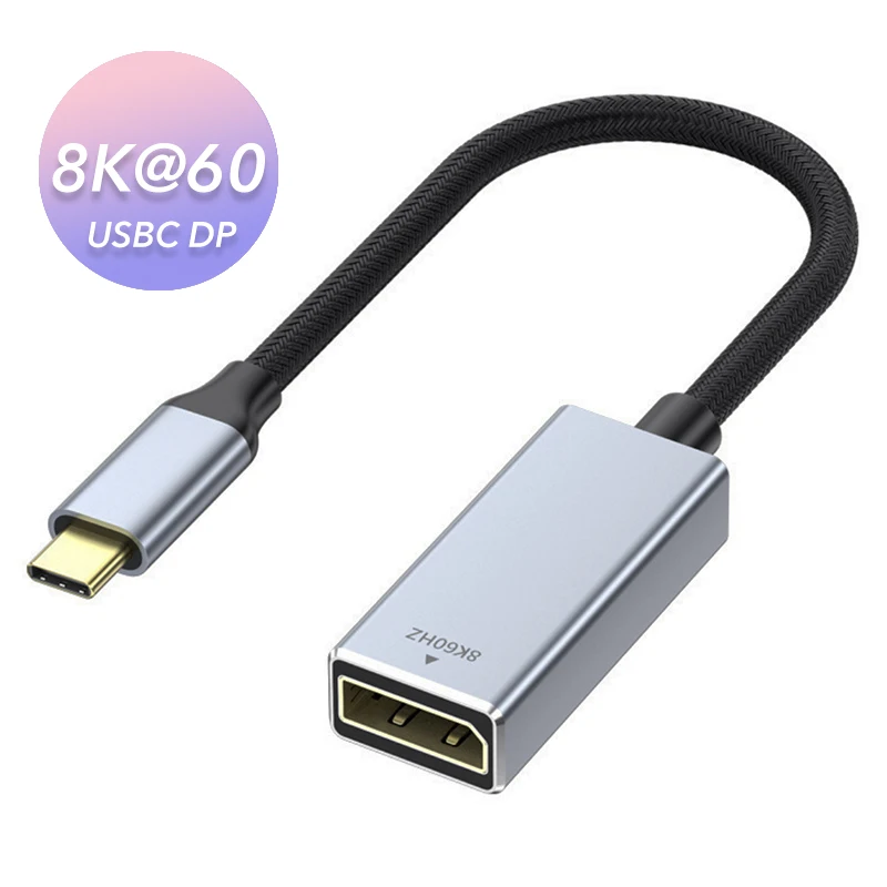 USB 3.1 Type C To Displayport 8K@60Hz DP 1.4 Braid Cable 4K 144Hz HDR USB C Display Port Video Adapter for MacBook Pro Air M1