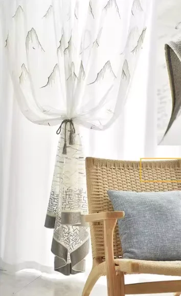 New Retro Style Classic Embroidery Mountain and River Embroidery Curtains Living Room Bedroom Balcony Blackout Curtains