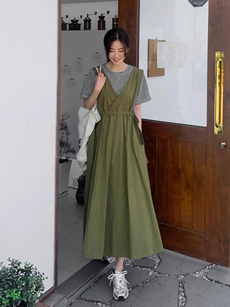 

Spring Summer New Sle Women's Svel Vest Dr Dstring Waist Slimming Layering Long Skirt Korean Version Commute