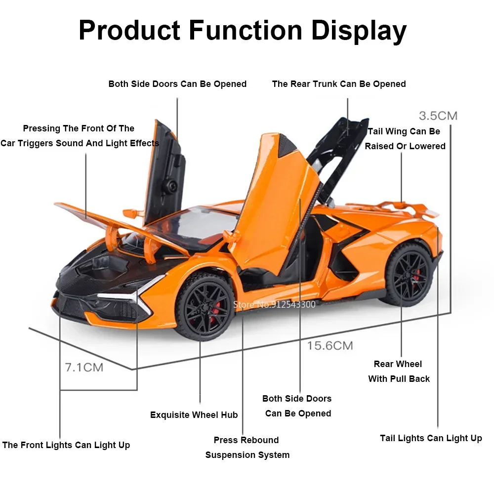 1:32 Lambor Aventador Alloy Toy Diecast Car Model High Simulation Metal Sound Light Pull Back Cars Models for Boys Collection