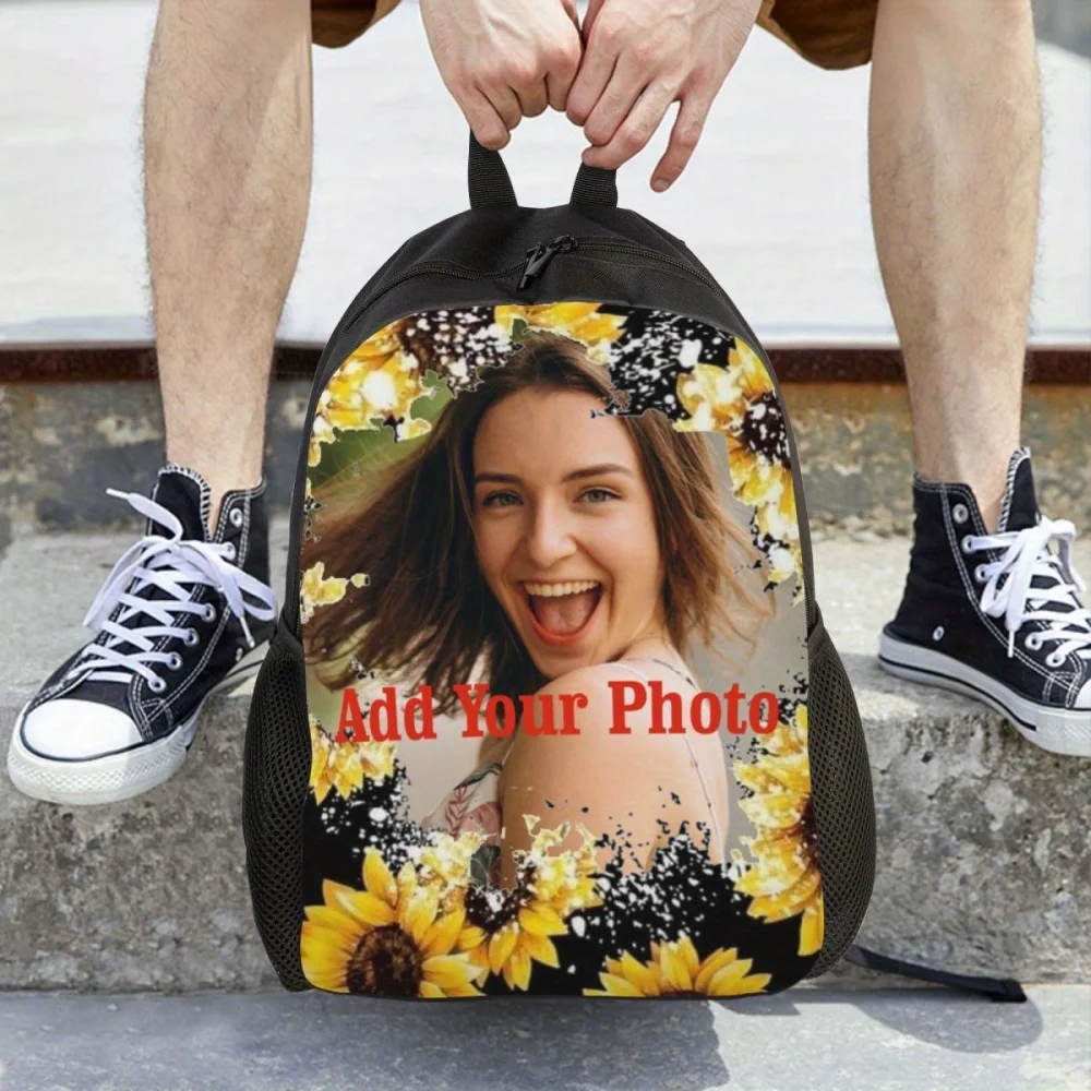 Personalized Custom Photo Rucksack, Your Own Image Print Backpack, Casual School Travel Backpack, Customized Photo Bookbag Gift