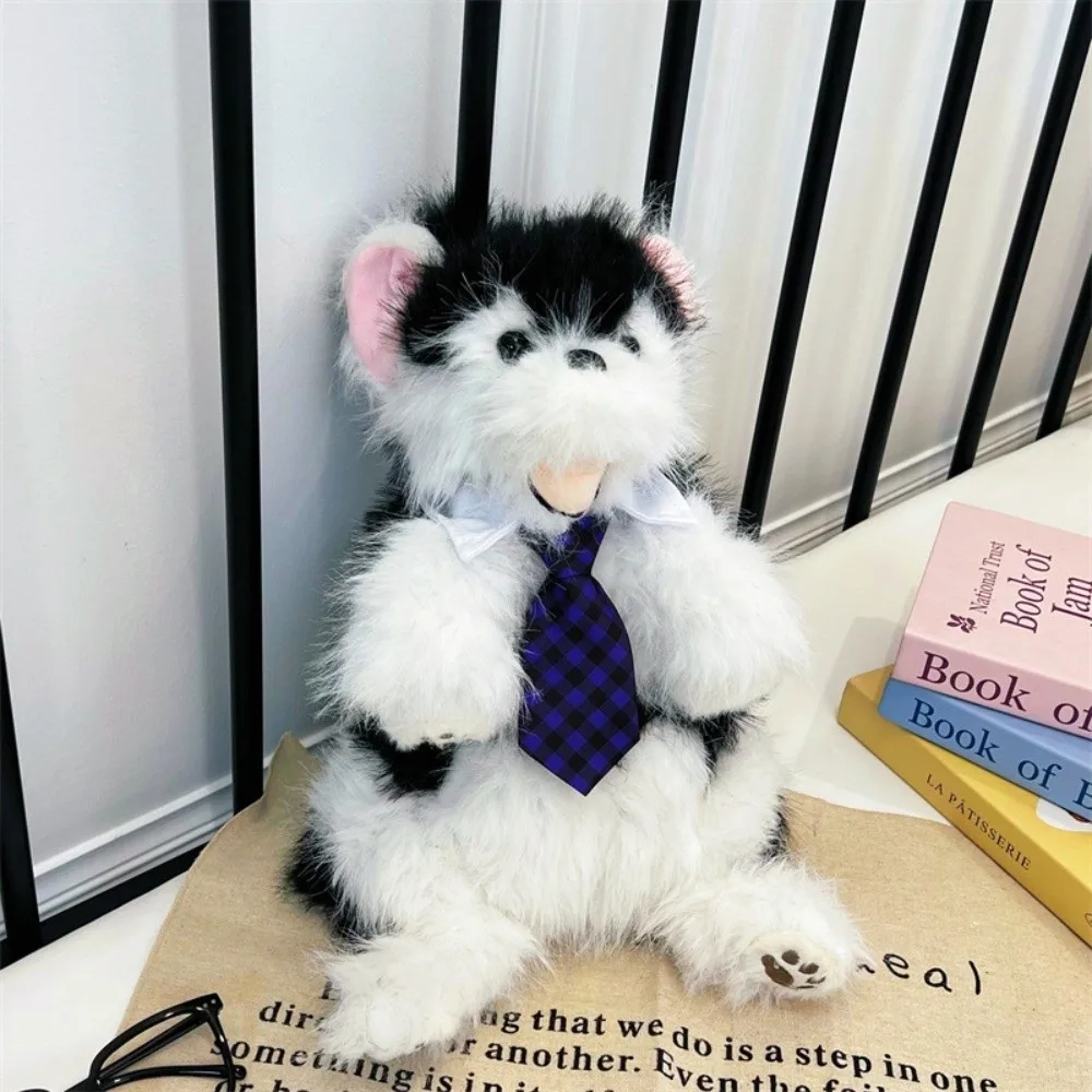 New Wear Tie Simulated Puppy Backpack Soft Fluffy Cute Cartoon Doll Backpack Cute Animal Shape Dog Backpack Daypack