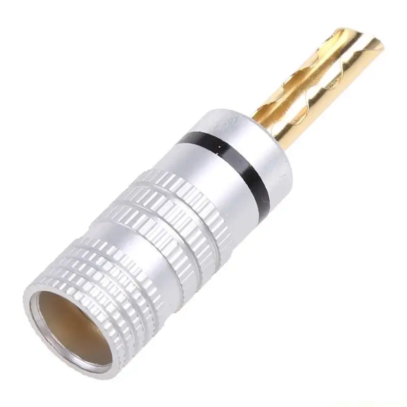F62C 8 Pcs Gold Plated Copper BFA 4mm Banana Plug Adapter Wire Speaker Connectors