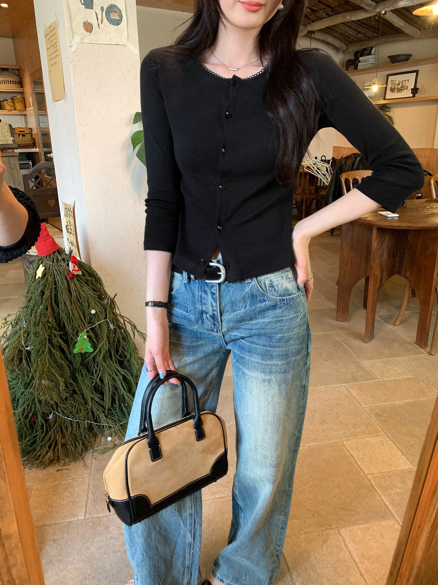 2026 New Arrival Charming Long-Sleeved Sweater for Women, Thickened Knitwear Cotton Tassels T-shirt Button Sweet Fairy Casual