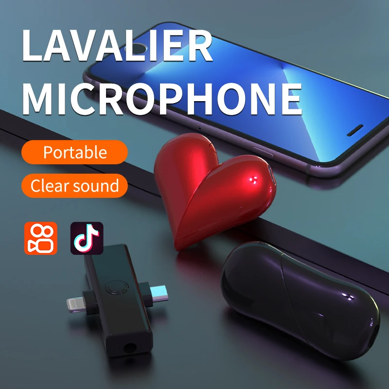 2024 New wireless live streaming Lavalier microphone HD pickup noise reduction portable clear sound real time listening mic