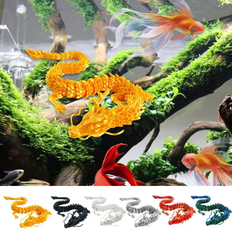 3D Printed Articulated Dragon Chinese Dragon Flexible Realistic Made Ornament Toy Model Home Office Decoration Decor Kids Gifts