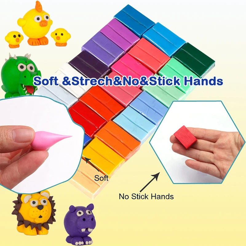 Polymer Clay 24 Colors, Modeling Clay, Oven Baked Clay With Carving Tools, Perfect For Sculpture, Crafts, DIY Projects