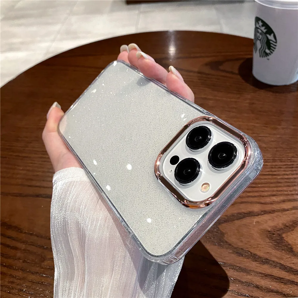 48 PCS Per Lot Stylish Electroplated Glitter Case, Transparent, Small Fresh Cover, Apple iPhone 13 Pro Max, iPhone 11 Pro Max