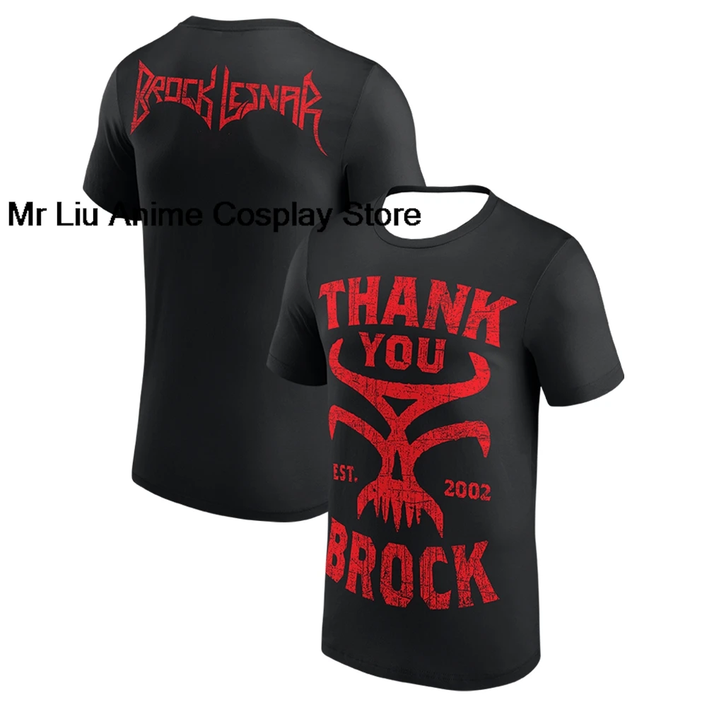 3D Men's Black Brock Lesnar Thank You Brock T-shirt Crewneck Short Sleeve Polyester Tee Women Outdoor Streetwear Tops