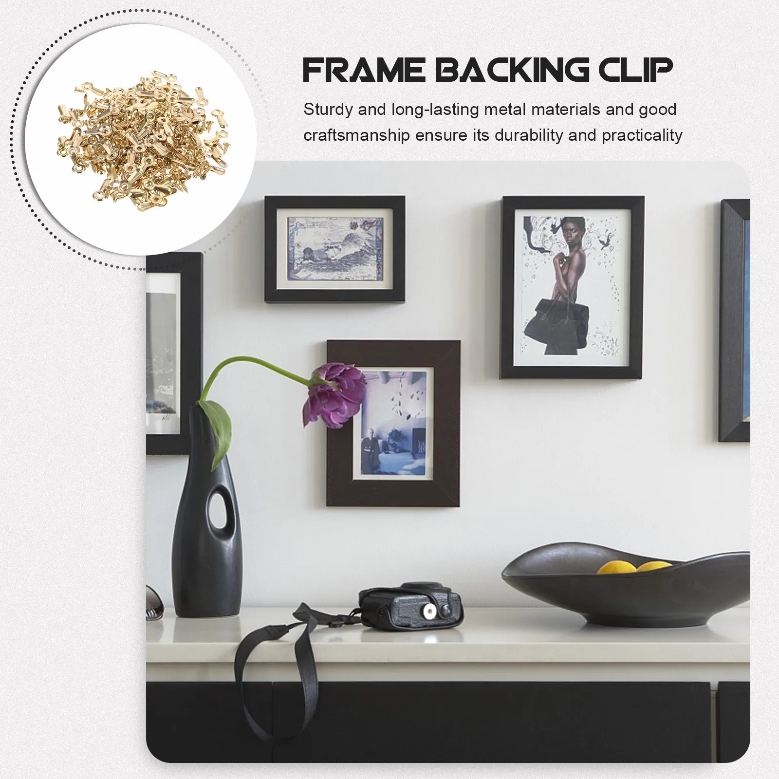160Pcs Golden Picture Frame Backing Clips Turn Buttons with Screws Sturdy Metal Photo Frame Hardware for Crafting Hanging