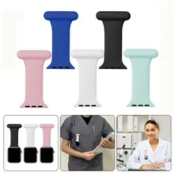 Silicone Nurse Watch Pin Bracelet Solid Color Wristband Watch Band Sport Brooch Pocket Watch Design for Apple Watch 7~1 SE