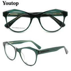 Women Round Optical eyeglass Frames men Fashion Special acetate Eyeglasses Frames vintage retro glasses frames light brown green
