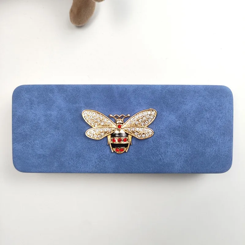 Custodia per occhiali portatile in pelle retrò in acciaio Custodia rigida impermeabile per occhiali da lettura Custodie per occhiali per uomo donna