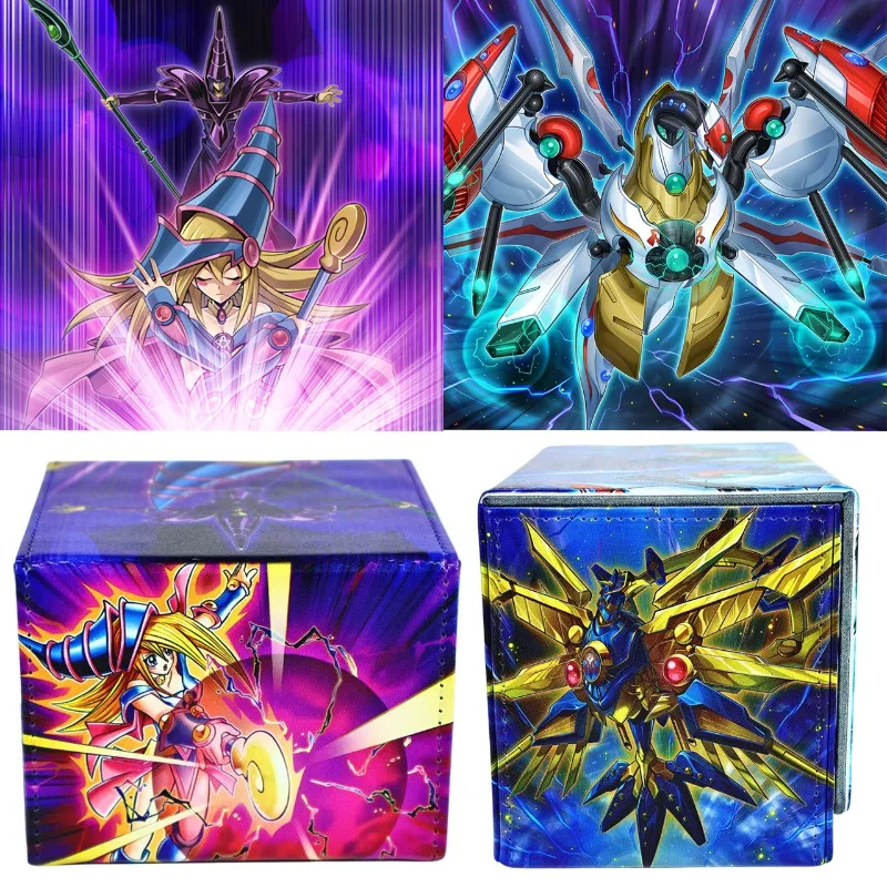 

Yu-Gi-Oh! Raidraptor Dark Magician Girl DIY Custom Leather Magnetic Card Box Cartoon Large Capacity Board Game Card Storage Box