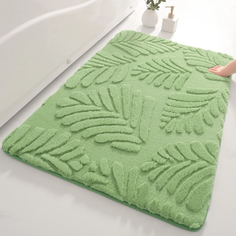 Fresh Green Color Home Bathroom Carpets, Toilet Floor, Antislip Rugs, Doormat, Bath Mat, Fluffy Touch Feeling, 40x60 cm, 50x80cm