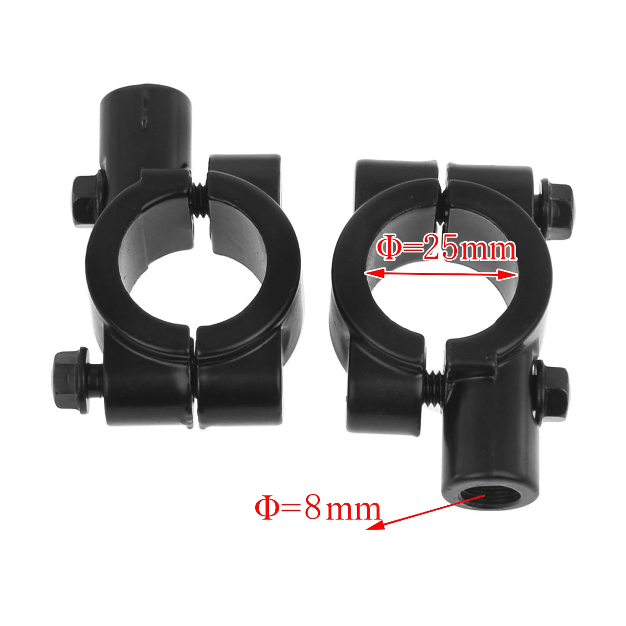 2PCS Schwarz Silber Motorrad Lenker Spiegel Halterung Clamp Rückspiegel Halter Halterung 22mm 10mm 8mm 10mm 25mm Für Harley