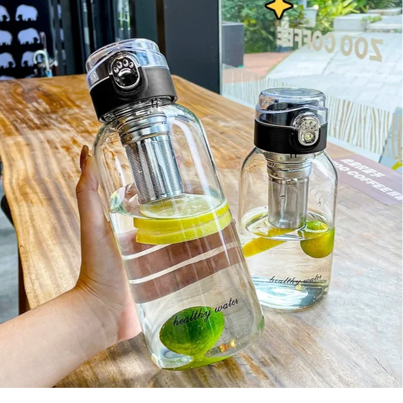 750-2000ml Large Capacity Glass Water Bottle Transparent Milk Juice Cup Outdoor Portable Leakproof Drinkware Tea Water Bottle