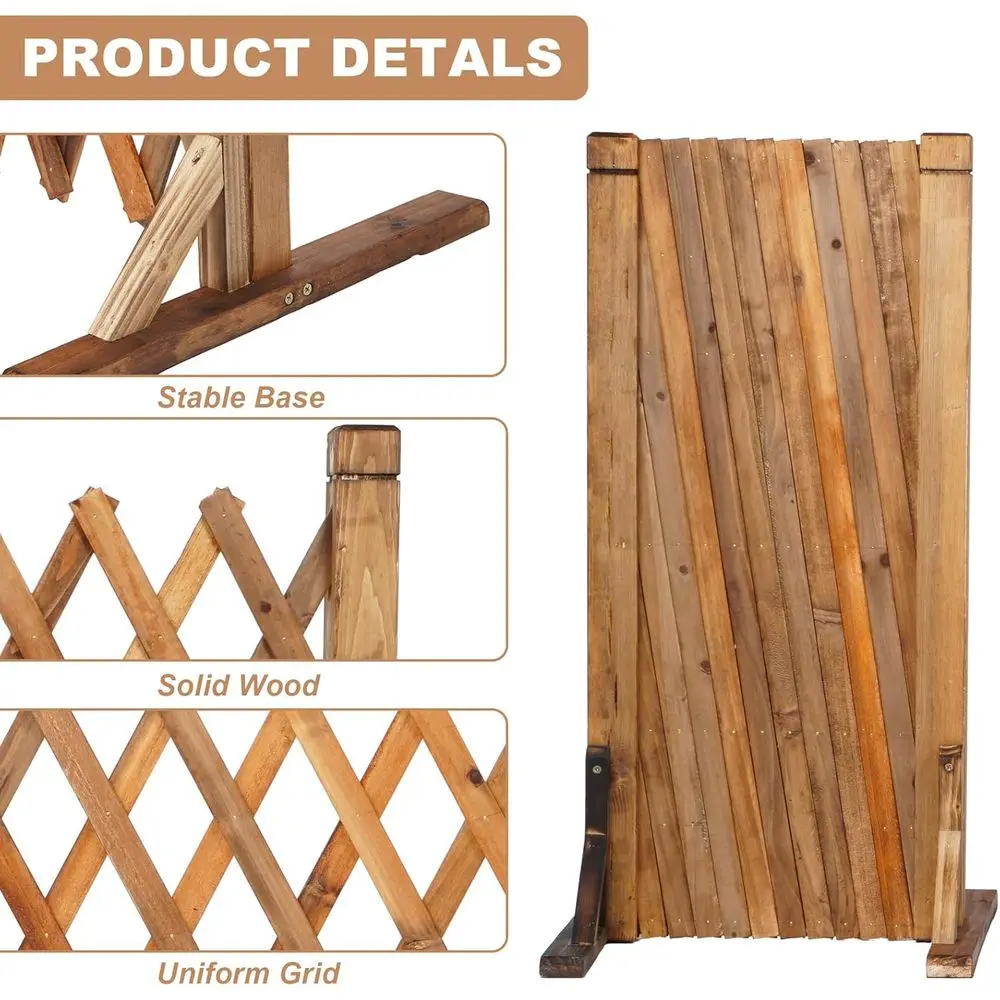سياج حديقة خشبي قابل للتوسيع - عبوة من تعريشة قائمة بذاتها للاستخدام الداخلي والخارجي