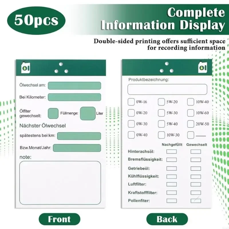 50pcs/100pcs 6x10cm تغيير الزيت المعلقات علامات زيت تغيير الملاحظات