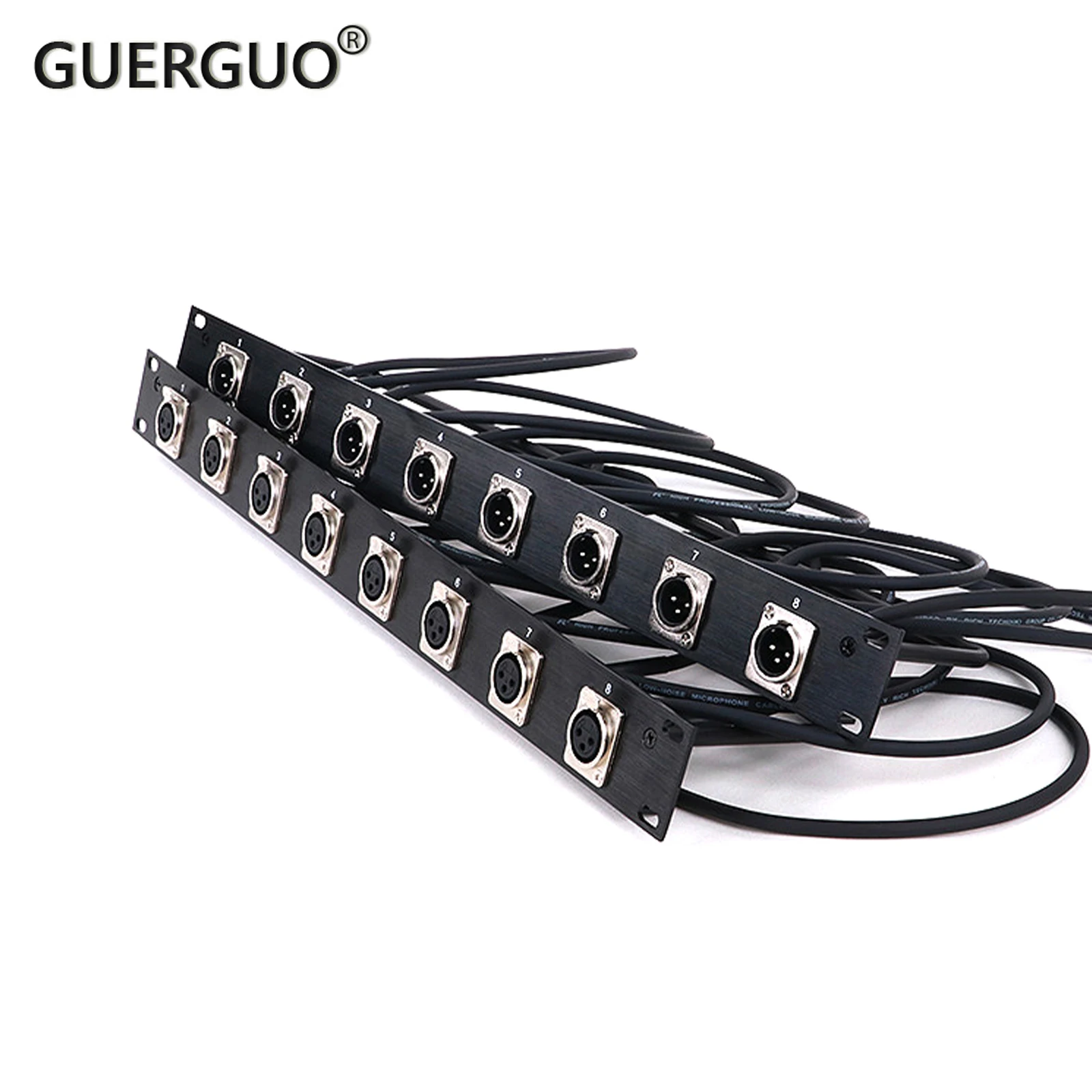 1PC Rack Patch Panel 8 Way 3 PIN XLR Female/Male Chassis Connnector 1U Flight Case Mount for Loudspeaker Audio Cable DIY