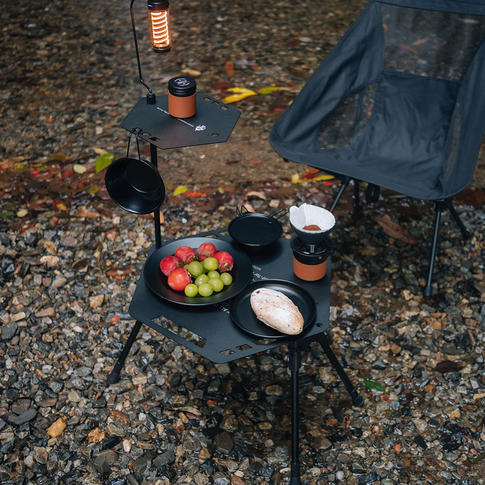 

WOOKOO-Hexagonal Folding Tactical Table, Aluminum Alloy, Lightweight, Portable, Fog Sky, Outdoor Camping