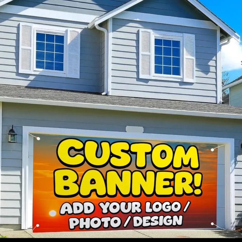 

Customizable Photo Backdrop garage door banners with 10grommets – Durable Polyester, decor for birthdays, holidays, wedding