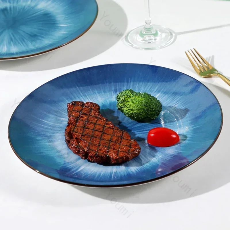 10-inch-ceramic-plate-fashionable-restaurant-steak-serving-tray-household-breakfast-fruit-trays-dishes-flat-plates-tableware