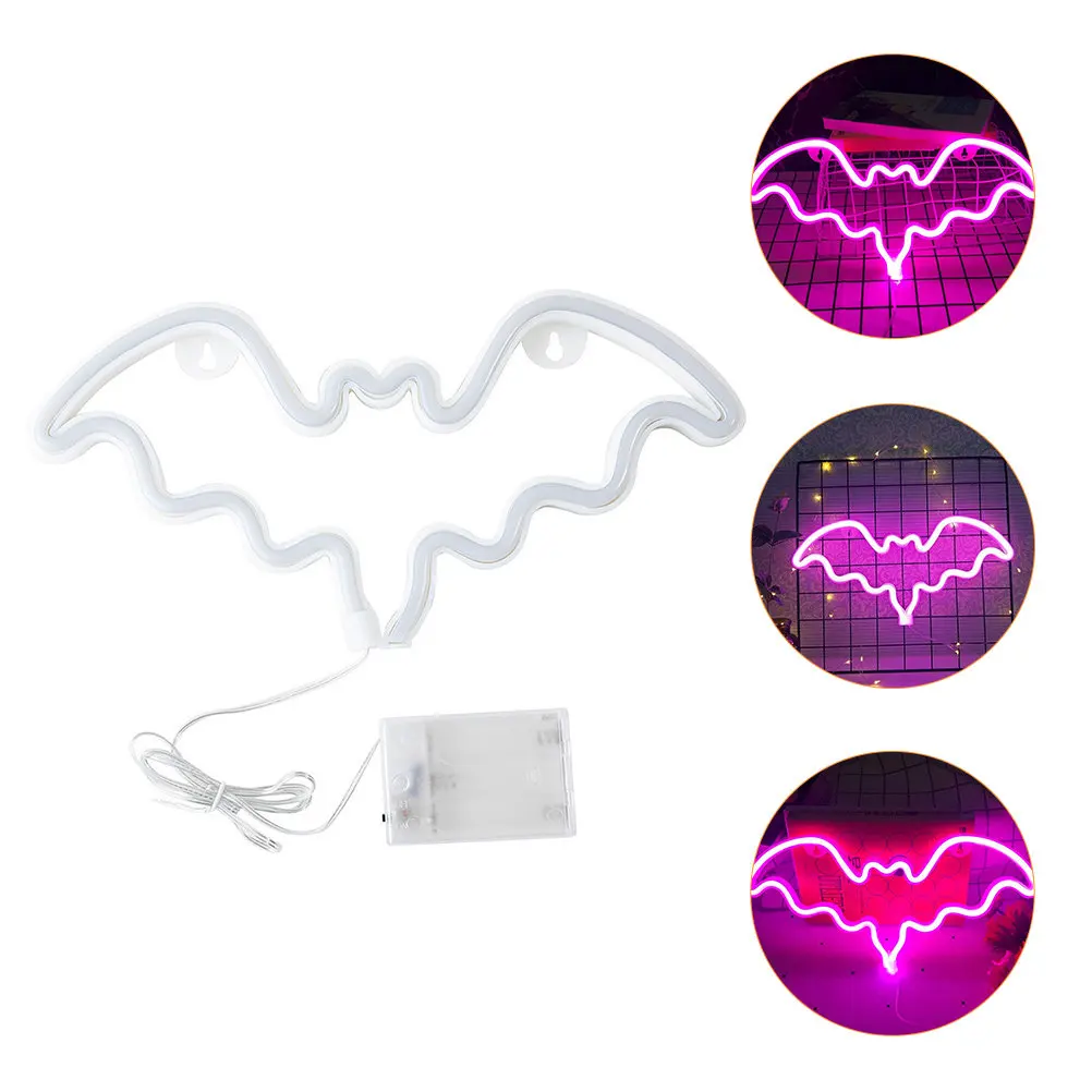 

Светодиодный неоновый светильник в форме летучей мыши на Хэллоуин, декоративная атмосферная лампа для спальни, гостиной, ночник, комнатный декоративный светильник