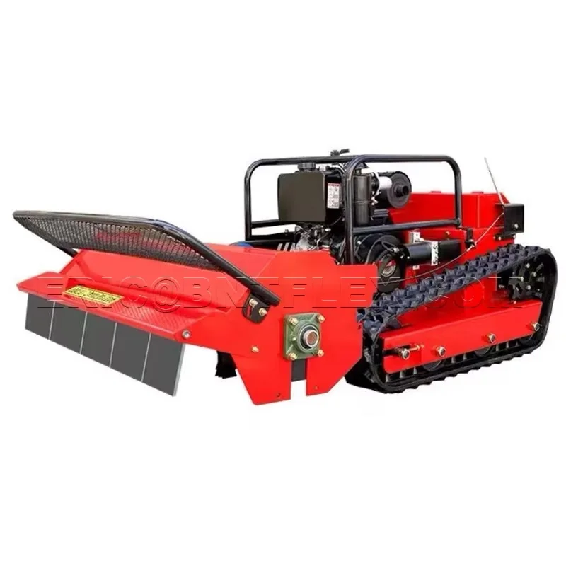 

Remote Control Off-Road Tank Self-Propelled Lawn Mower Cordless Grass Cutter Machine with Grass Box