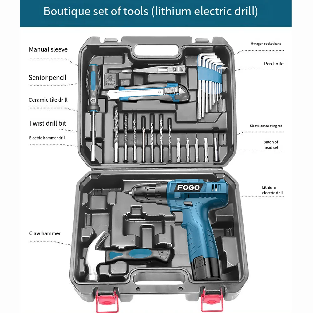 Household Electric Drill Hand Tool Set Hardware And Electrical Special Maintenance Multifunctional Woodworking Box 0025