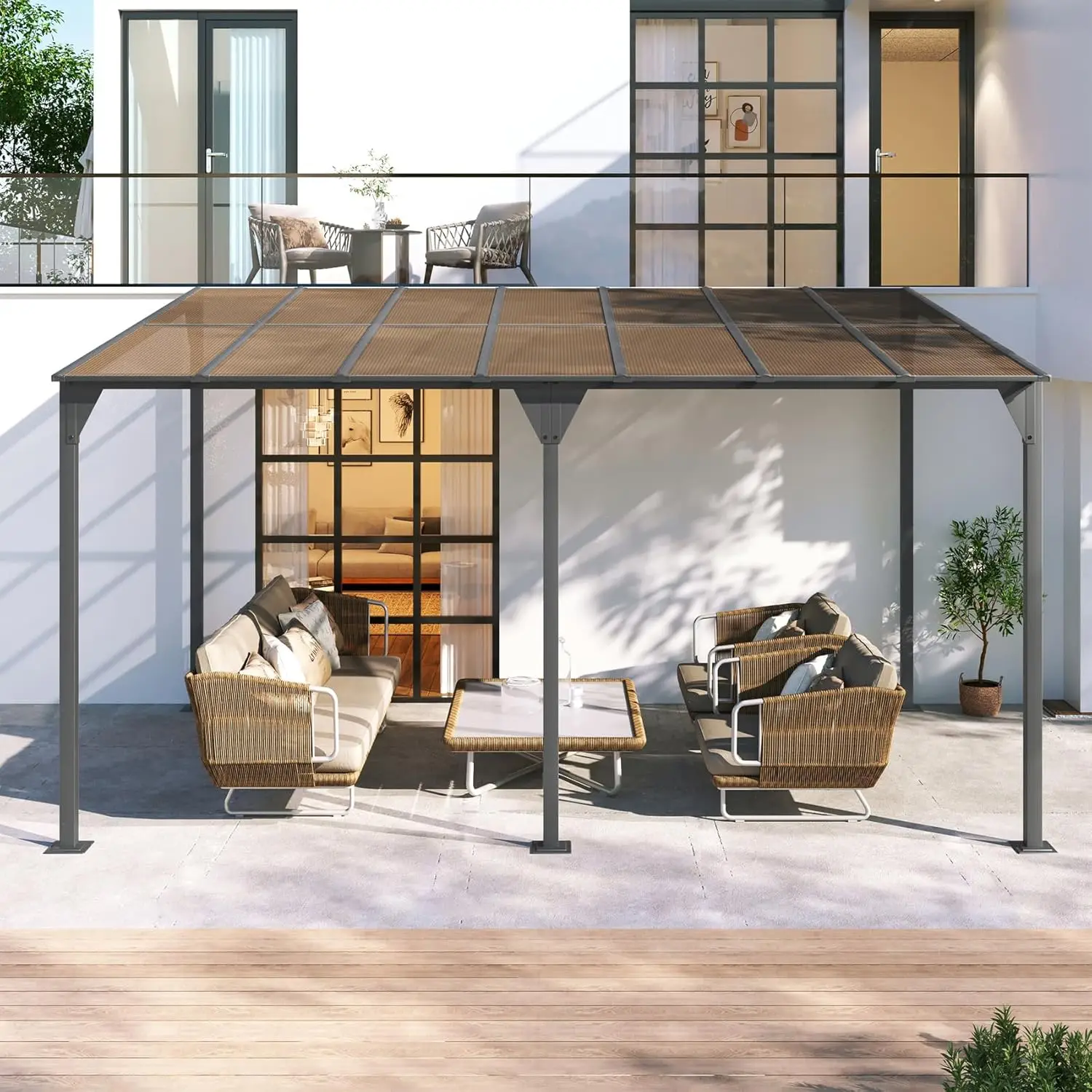 

Gazebo Pergola, Outdoor Wall-Mounted Lean to with Roof for Shade and Rain, Heavy Duty Awnings for Patio, Garden, Decks,, Custom