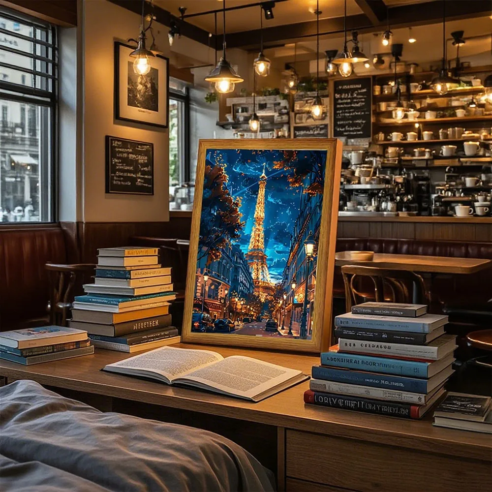 

light painting frame With Tokyo Tower Or Eiffel Tower Glowing Soft Led Table Bedside Night lamp For Living Room Decor Art