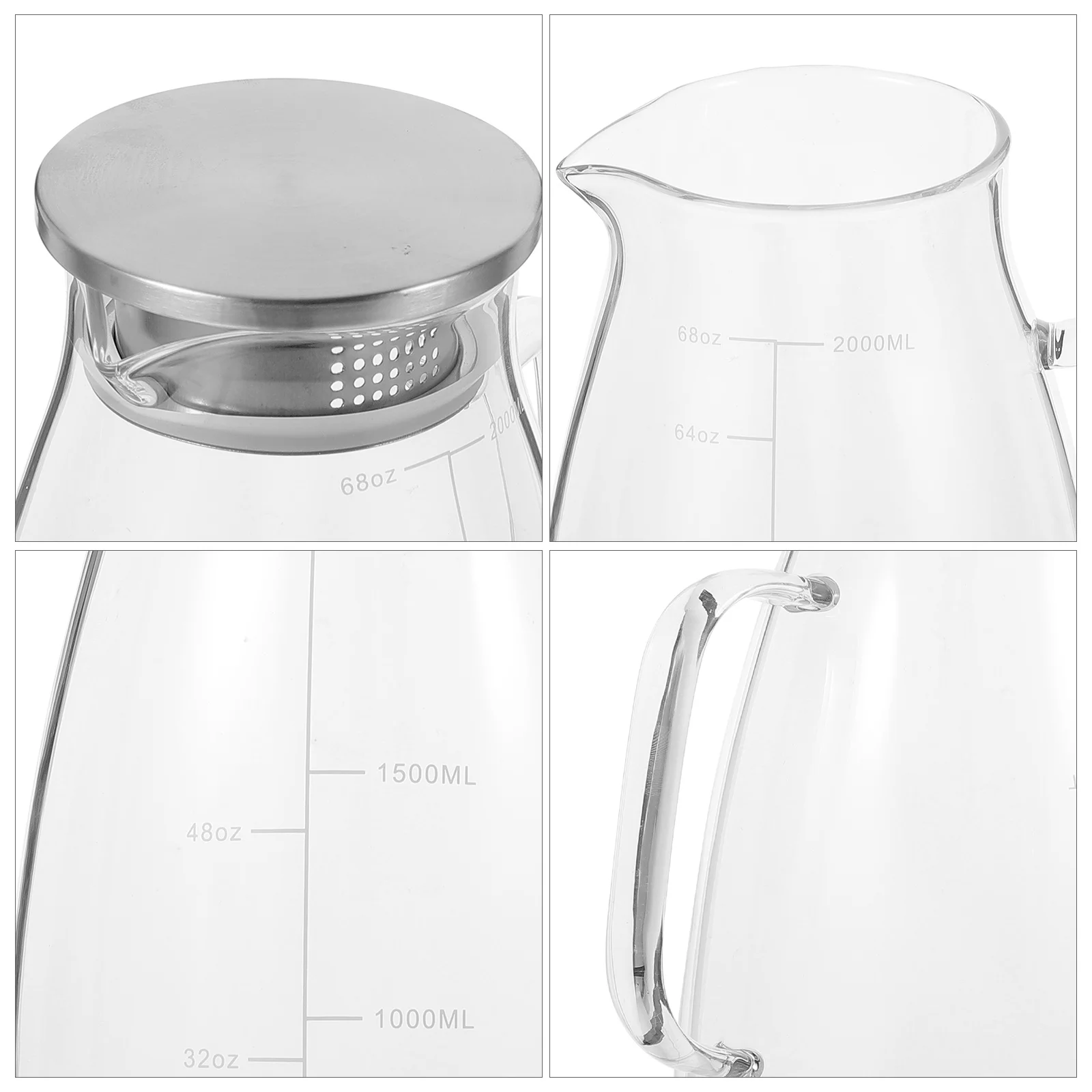 

Stylish Large Glass Water Kettle for Hot Cold Drinks Tea Coffee Juice Milk Home Kitchen Catering Party Supplies