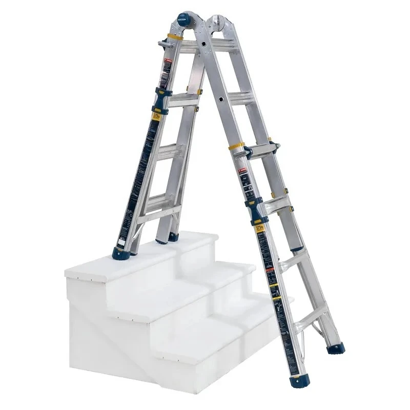 Household Multifunctional Ladder Collapsible Heavy Industrial Grade Aluminum Alloy Dual-Use Trestle Ladder