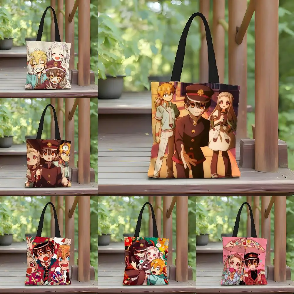 Storage Bags Canvas Shoulder Bag for Boys Girls Anime Crossbody Bags Students Handbag Cartoon T-Toilet-bound Hanako-kun