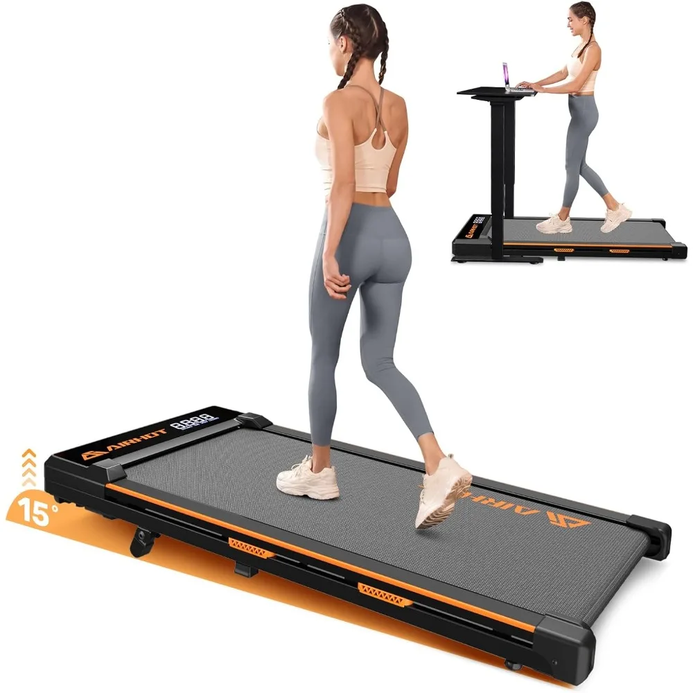 

Walking Pad with Incline, 15° Incline Under Desk Treadmill with Remote Control, 2.5HP Walking Pad Treadmill with LED Display