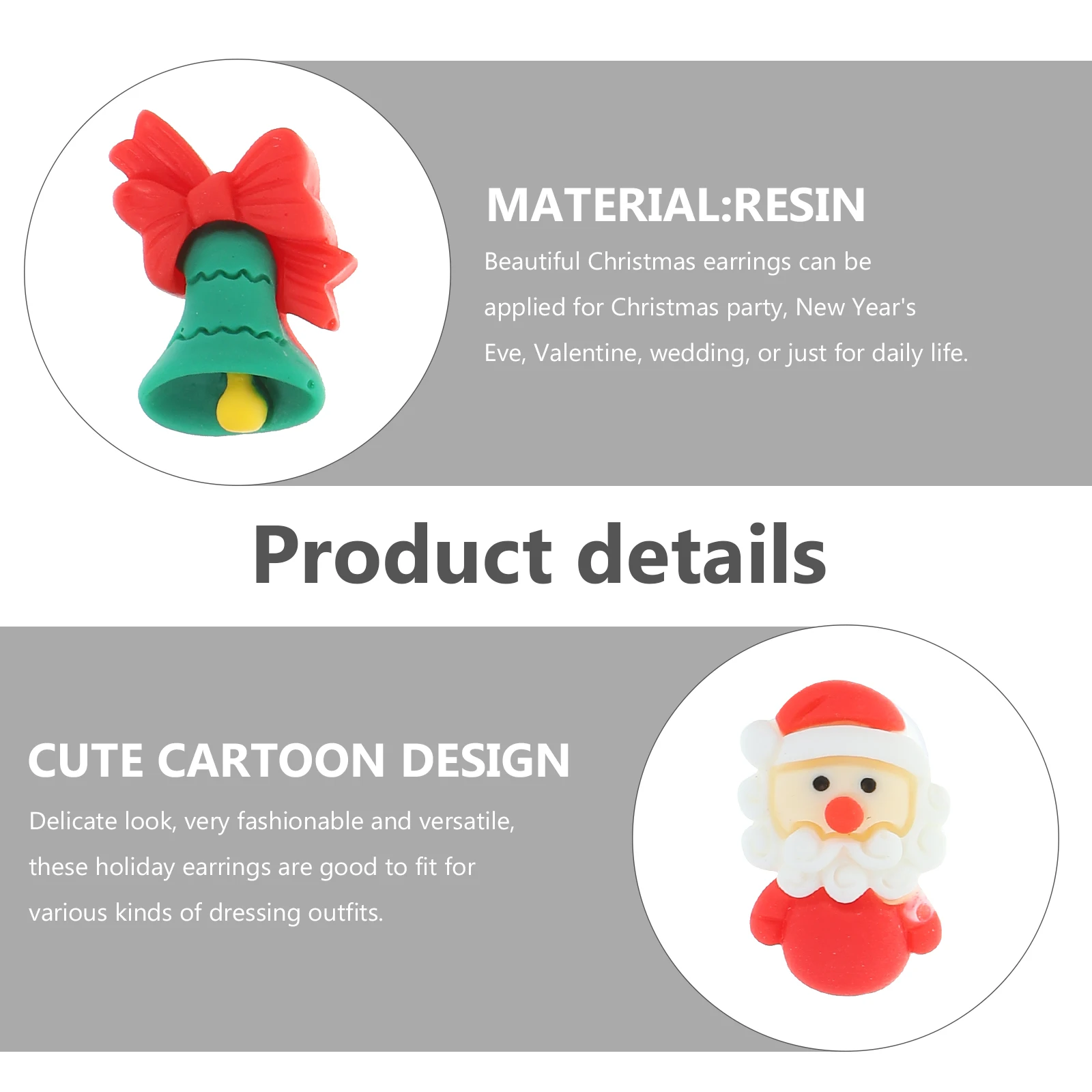 5Pairs شجرة عيد الميلاد أقراط الراتنج الأذن ترصيع خفيفة الوزن النساء عطلة الأزياء والمجوهرات حزب ارتداء أقراط عيد الميلاد